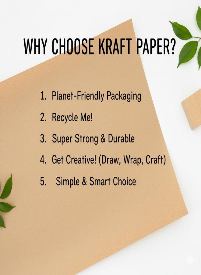 Baanki Queens Ragini Paper Products Brown Kraft Paper|90 GSM |Pack of 10 |45 X 60 cm |Perfect for Gift Packing, Ecommerce Packaging, Painting, Arts and Crafts and DIY. - Image 4